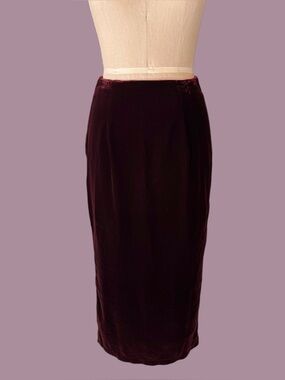 Vintage 1960s Red Velvet Pencil Skirt